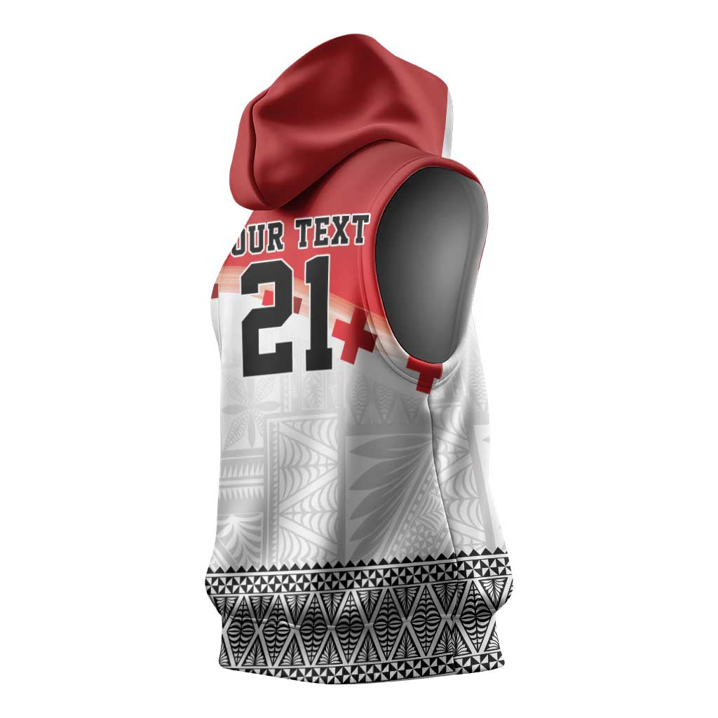 Ikale Tahi Pacific Tonga Rugby Custom Sleeveless Hoodie Tongan Ngatu with Flag Pattern LT9 - Polynesian Pride