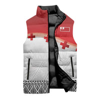 Ikale Tahi Pacific Tonga Rugby Custom Sleeveless Puffer Jacket Tongan Ngatu with Flag Pattern LT9 - Polynesian Pride