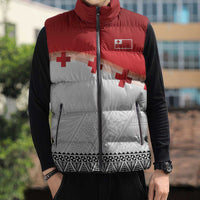 Ikale Tahi Pacific Tonga Rugby Custom Sleeveless Puffer Jacket Tongan Ngatu with Flag Pattern LT9 - Polynesian Pride