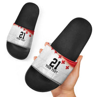 Ikale Tahi Pacific Tonga Rugby Custom Slide Sandals Tongan Ngatu with Flag Pattern LT9 - Polynesian Pride
