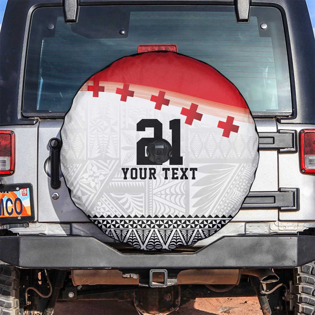 Ikale Tahi Pacific Tonga Rugby Custom Spare Tire Cover Tongan Ngatu with Flag Pattern LT9 Red - Polynesian Pride