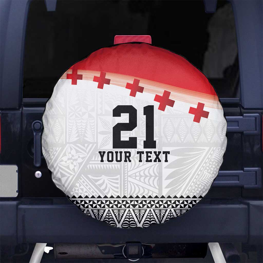 Ikale Tahi Pacific Tonga Rugby Custom Spare Tire Cover Tongan Ngatu with Flag Pattern LT9 No hole Red - Polynesian Pride