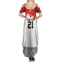 Ikale Tahi Pacific Tonga Rugby Custom Summer Maxi Dress Tongan Ngatu with Flag Pattern LT9 - Polynesian Pride