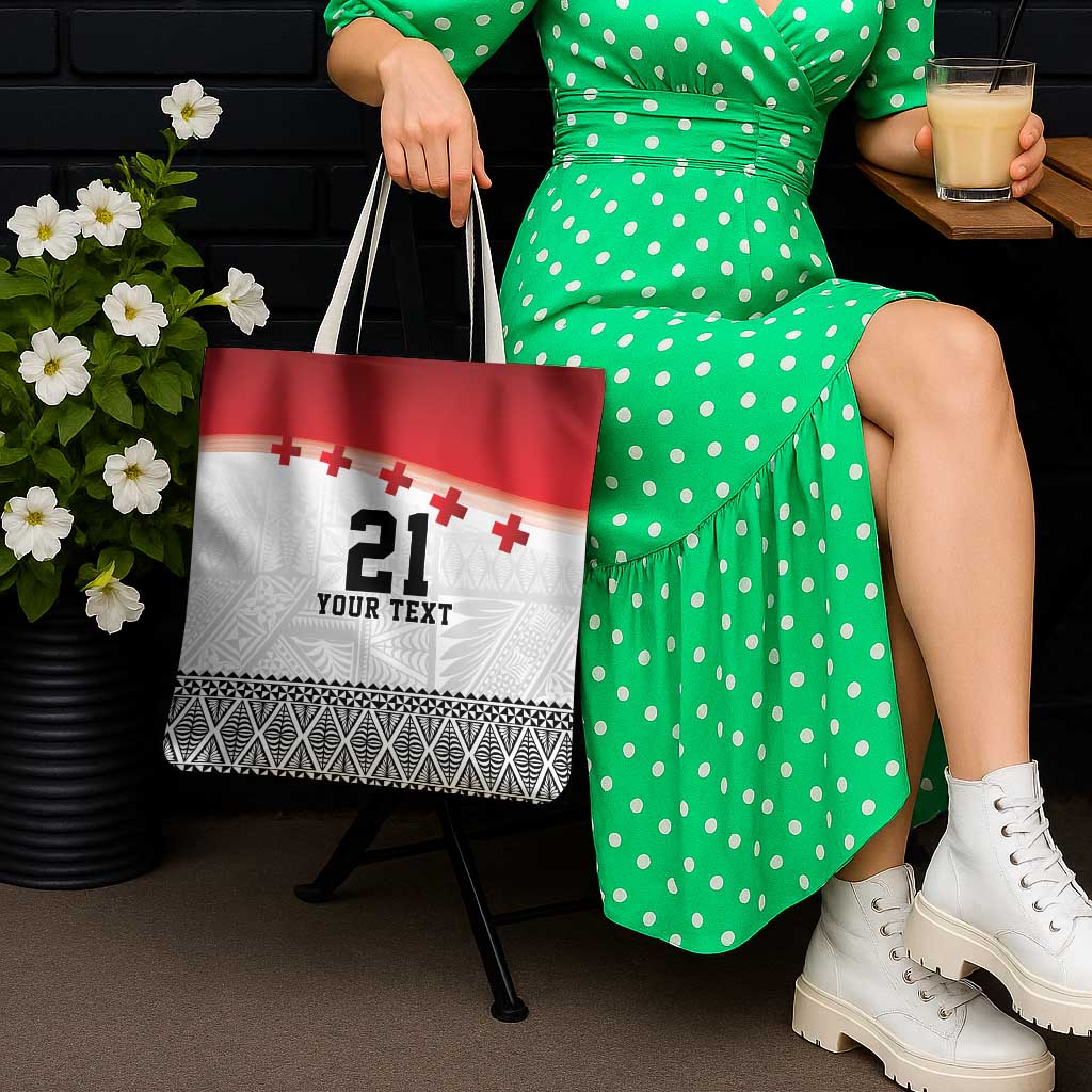 Ikale Tahi Pacific Tonga Rugby Custom Tote Bag Tongan Ngatu with Flag Pattern LT9 - Polynesian Pride