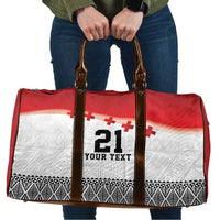 Ikale Tahi Pacific Tonga Rugby Custom Travel Bag Tongan Ngatu with Flag Pattern LT9 Red - Polynesian Pride