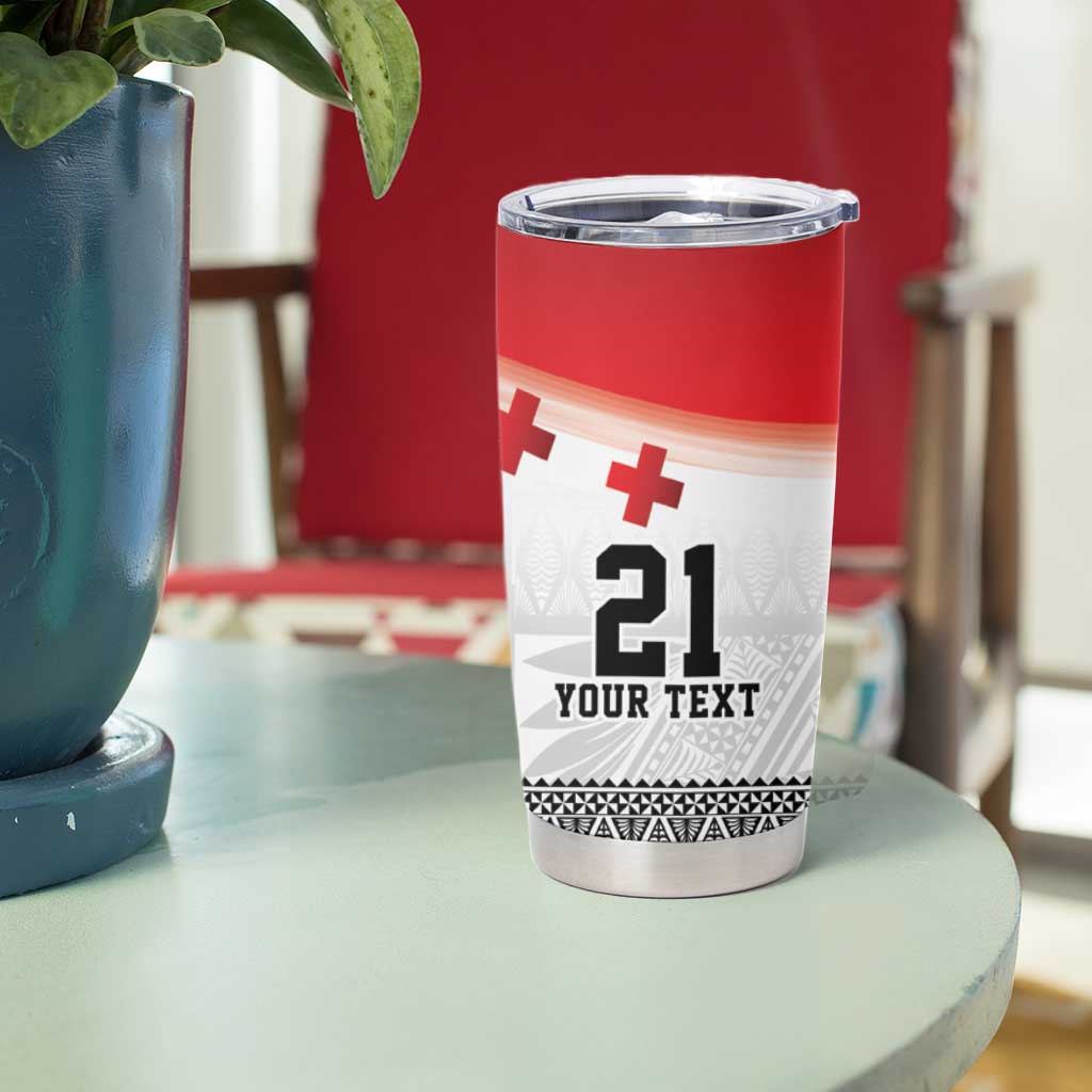 Ikale Tahi Pacific Tonga Rugby Custom Tumbler Cup Tongan Ngatu with Flag Pattern LT9 - Polynesian Pride