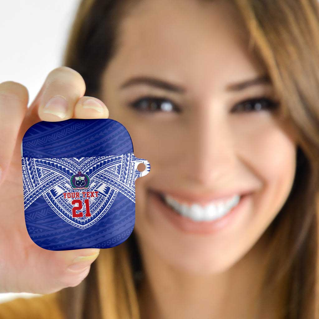Manu Samoa Pacific Samoa Rugby Custom AirPods Case Polynesian Pattern LT9 Blue - Polynesian Pride