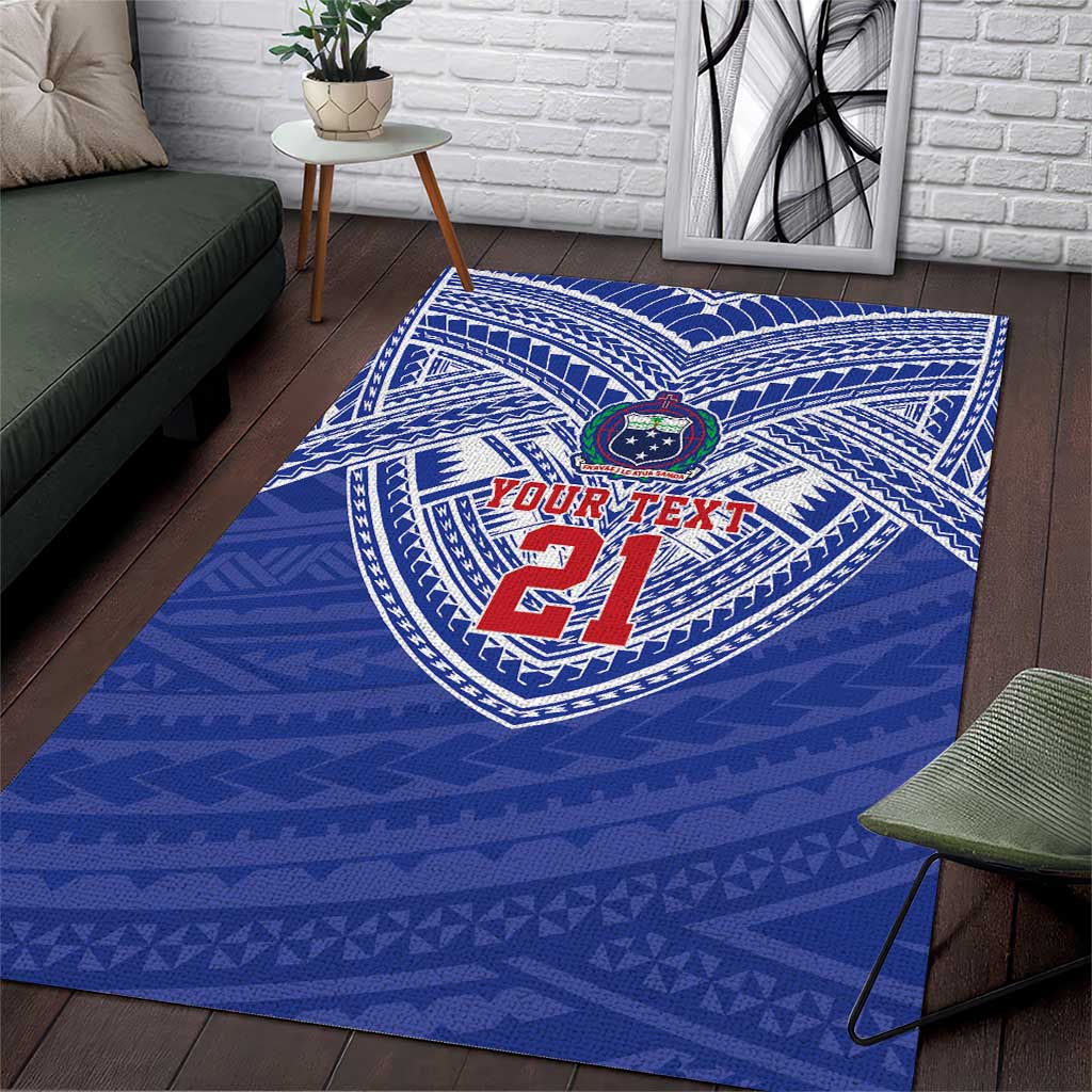 Manu Samoa Pacific Samoa Rugby Custom Area Rug Polynesian Pattern LT9 Blue - Polynesian Pride