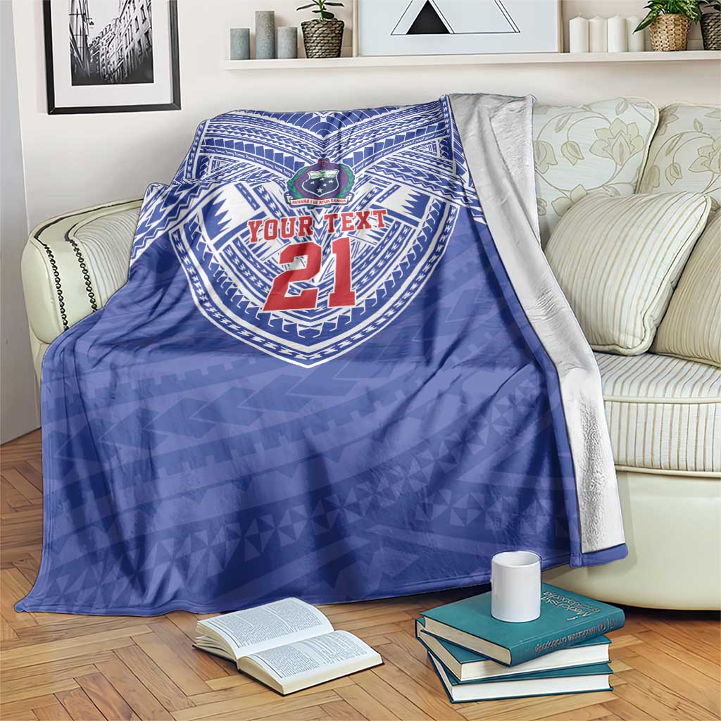 Manu Samoa Pacific Samoa Rugby Custom Blanket Polynesian Pattern LT9 Blue - Polynesian Pride