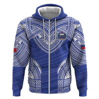 Manu Samoa Pacific Samoa Rugby Custom Hoodie Polynesian Pattern LT9 Zip Hoodie Blue - Polynesian Pride