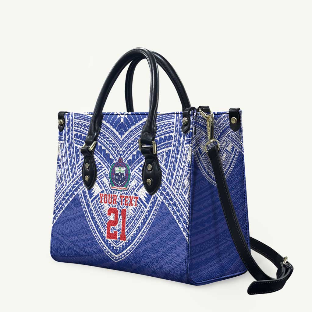 Manu Samoa Pacific Samoa Rugby Custom Leather Bag Polynesian Pattern LT9 Blue - Polynesian Pride