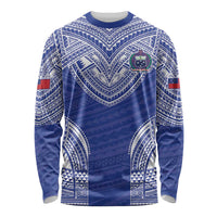 Manu Samoa Pacific Samoa Rugby Custom Long Sleeve Shirt Polynesian Pattern LT9 Unisex Blue - Polynesian Pride