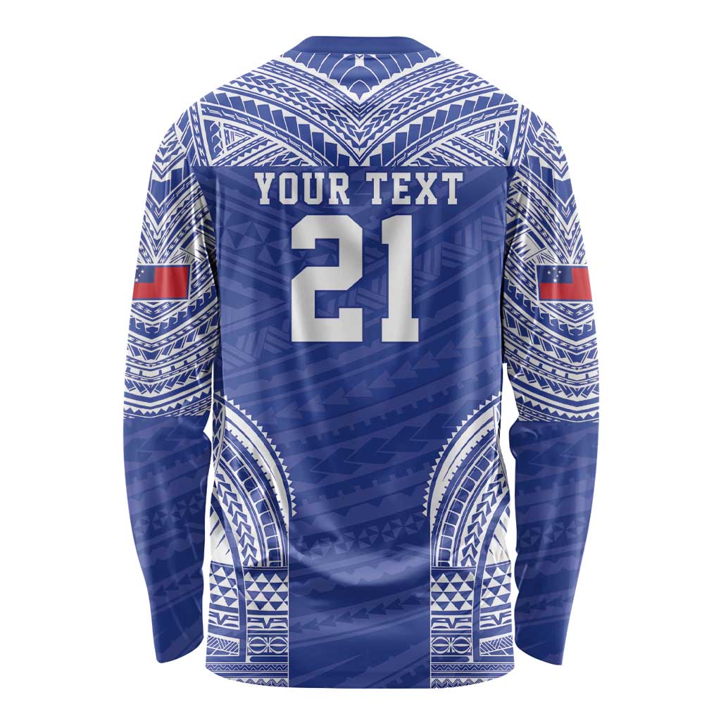 Manu Samoa Pacific Samoa Rugby Custom Long Sleeve Shirt Polynesian Pattern LT9 - Polynesian Pride
