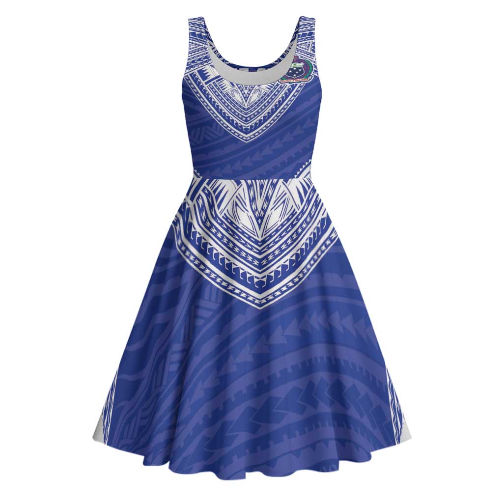 Manu Samoa Pacific Samoa Rugby Custom Midi Dress Polynesian Pattern LT9 Blue - Polynesian Pride