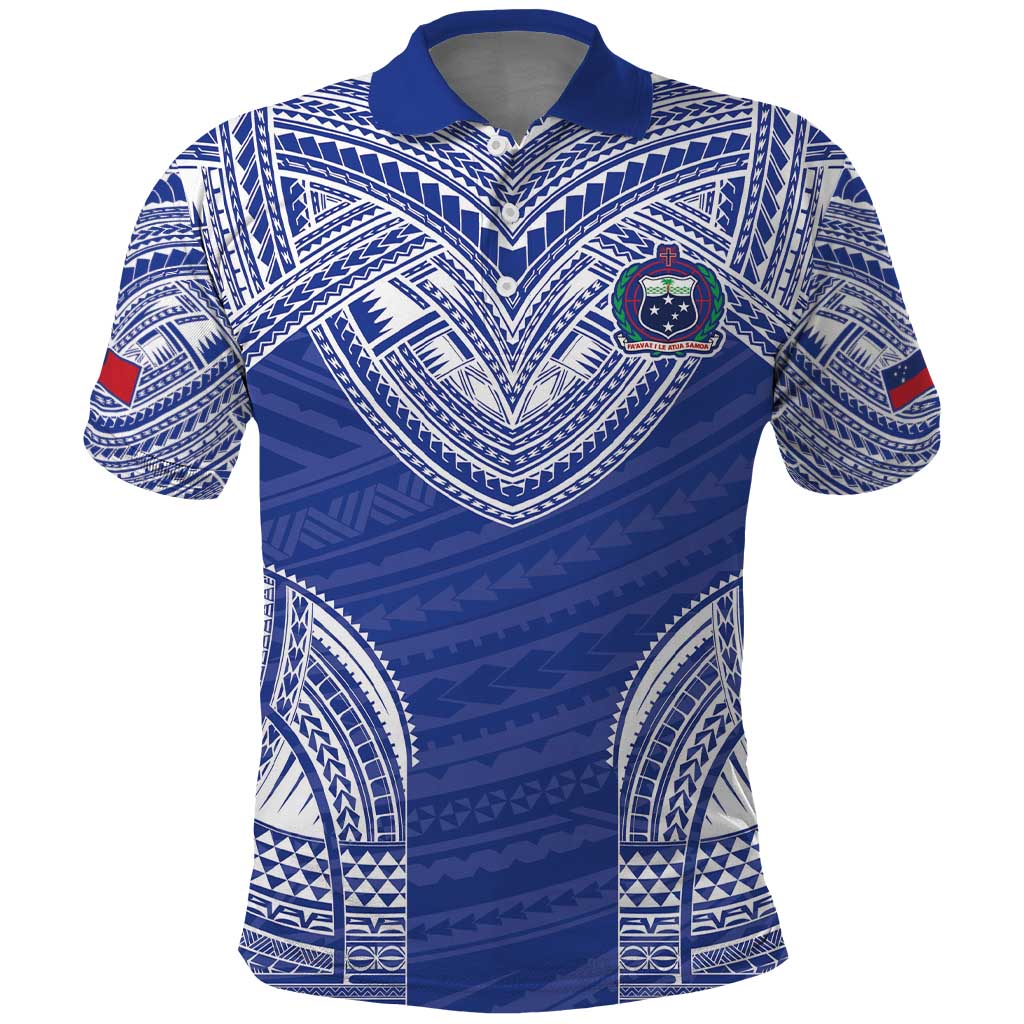 Manu Samoa Pacific Samoa Rugby Custom Polo Shirt Polynesian Pattern LT9 Blue - Polynesian Pride