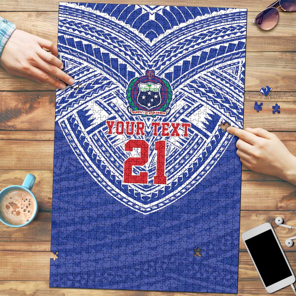 Manu Samoa Pacific Samoa Rugby Custom Puzzle Polynesian Pattern LT9 Blue - Polynesian Pride