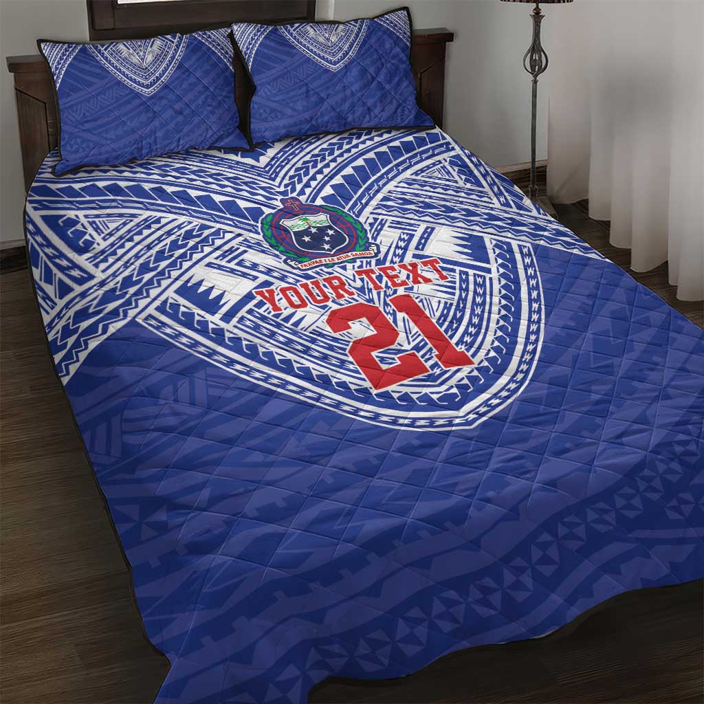 Manu Samoa Pacific Samoa Rugby Custom Quilt Bed Set Polynesian Pattern LT9 Blue - Polynesian Pride