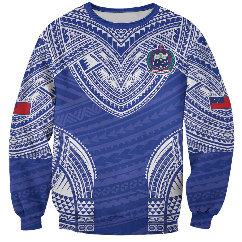 Manu Samoa Pacific Samoa Rugby Custom Sweatshirt Polynesian Pattern LT9 Unisex Blue - Polynesian Pride