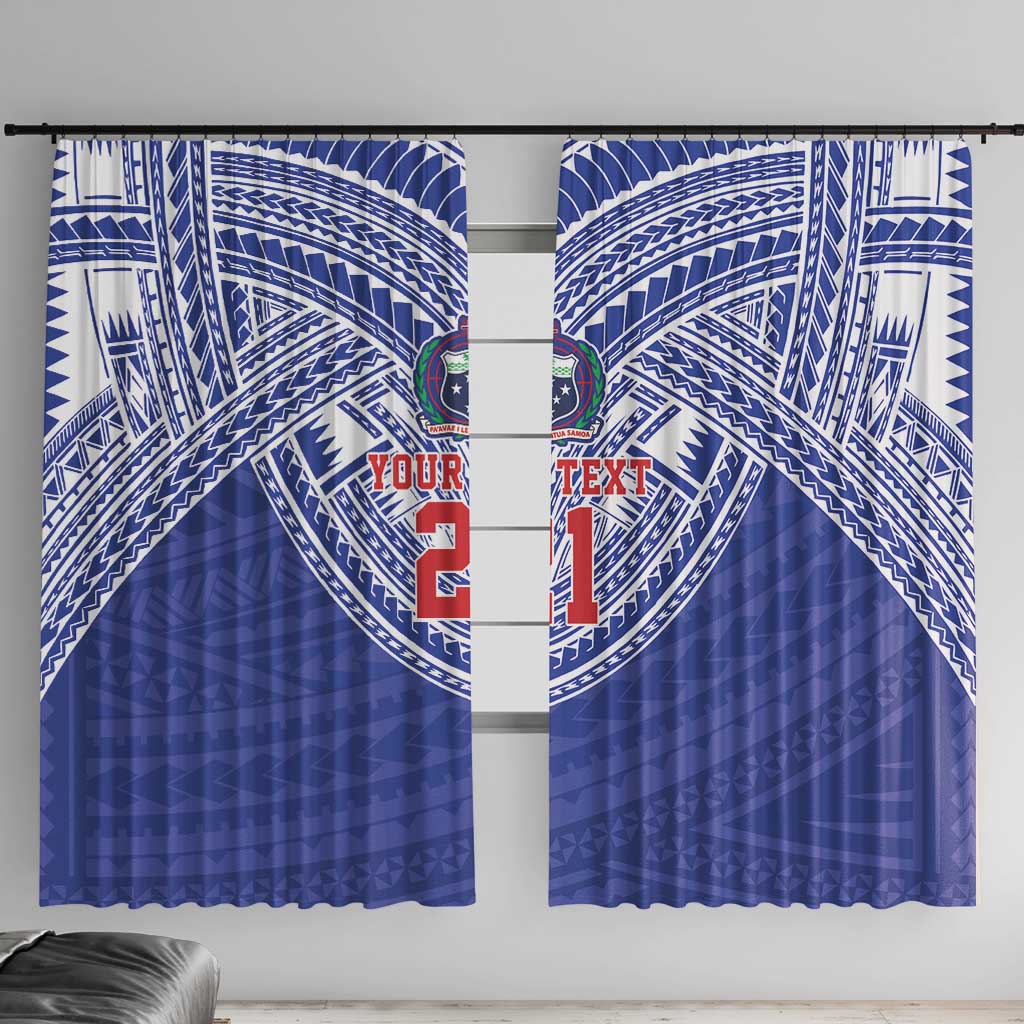 Manu Samoa Pacific Samoa Rugby Custom Window Curtain Polynesian Pattern LT9 With Hooks Blue - Polynesian Pride