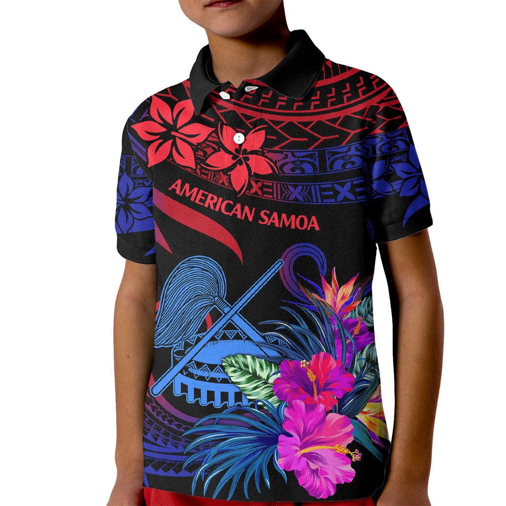 American Samoa Kid Polo Shirt Manu'a Cession Day Polynesian Tribal LT9 Kid Gradient Blue - Polynesian Pride