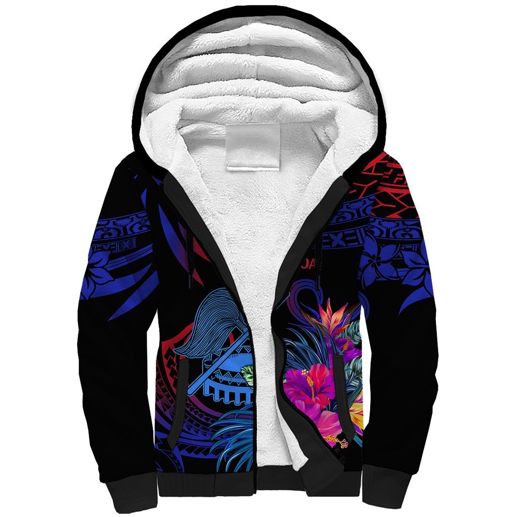 American Samoa Sherpa Hoodie Manu'a Cession Day Polynesian Tribal LT9 Unisex Gradient Blue - Polynesian Pride