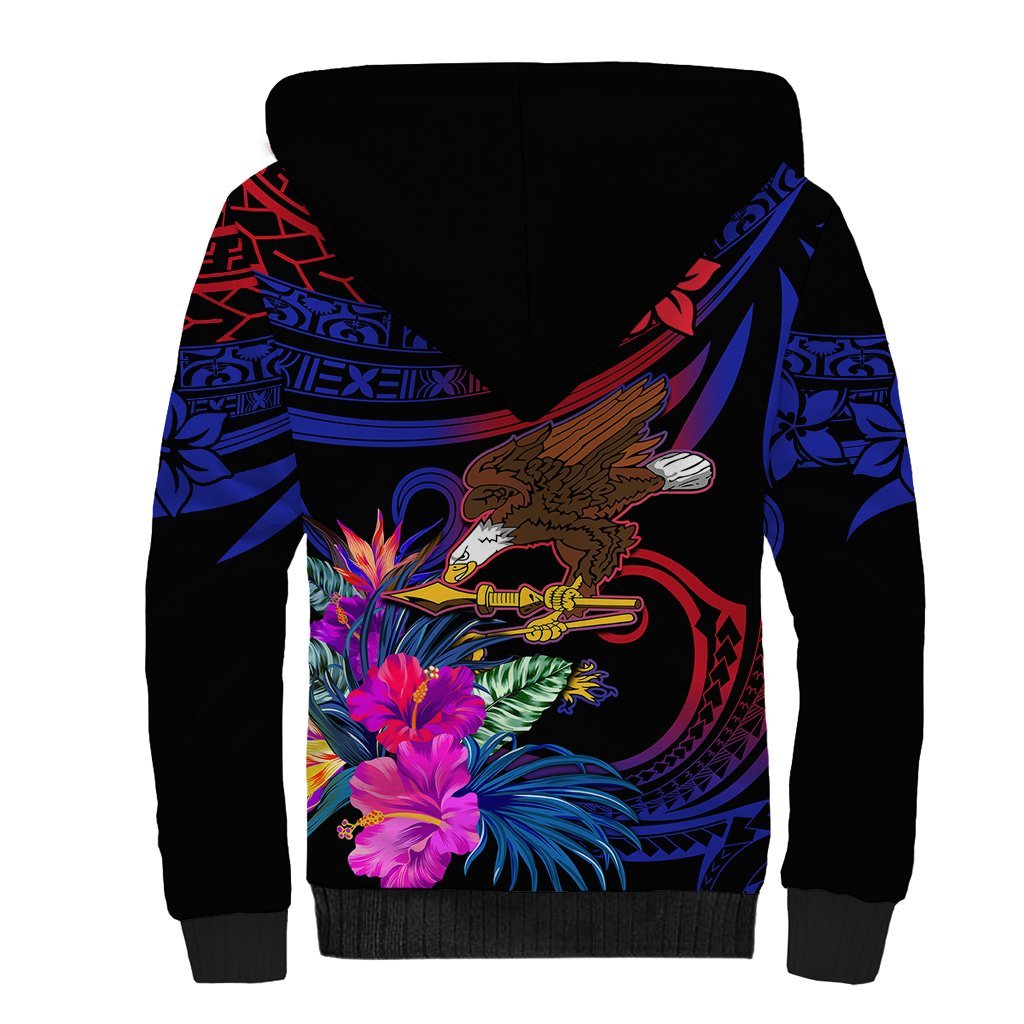 Custom American Samoa Sherpa Hoodie Manu'a Cession Day Polynesian Tribal LT9 - Polynesian Pride