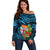 Fiji Islands Off Shoulder Sweater With Polynesian Tribal Happy National Day LT9 Women Blue - Polynesian Pride