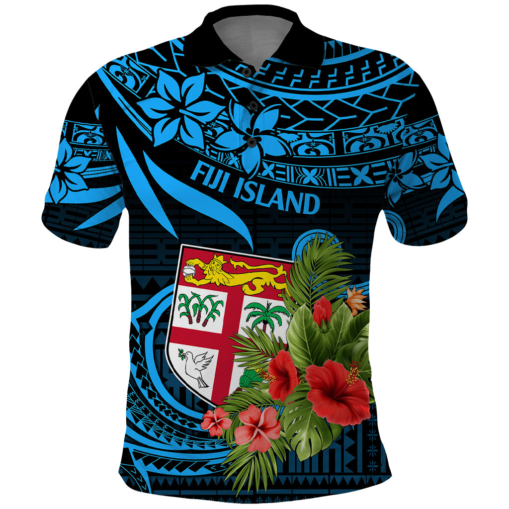 Fiji Islands Polo Shirt With Polynesian Tribal Happy National Day LT9 Blue - Polynesian Pride