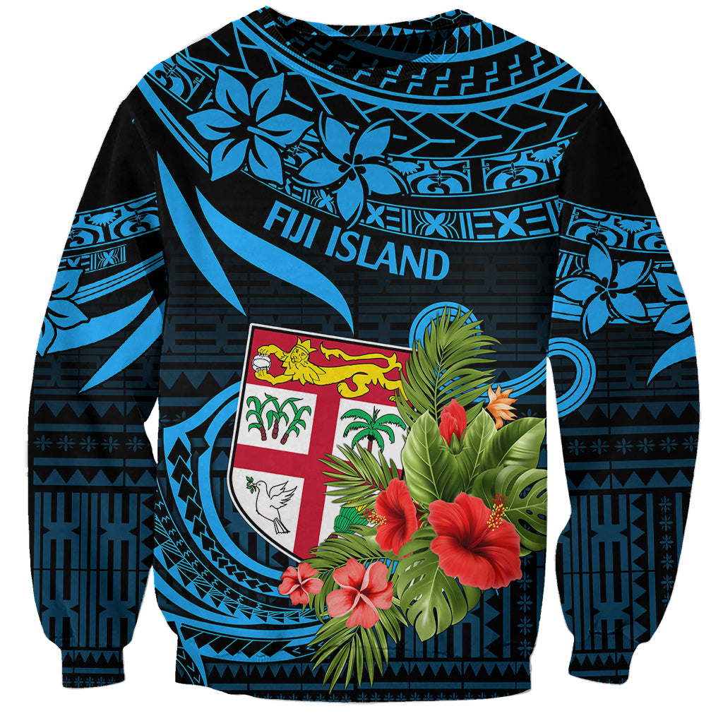 Fiji Islands Sweatshirt With Polynesian Tribal Happy National Day LT9 Unisex Blue - Polynesian Pride