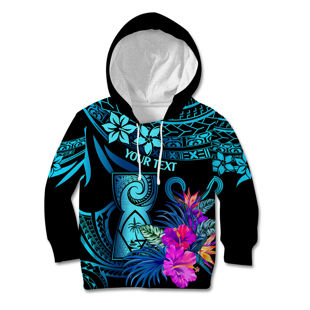 Custom Polynesian Guam Kid Hoodie With Latte Stone Happy Liberation Day LT9 Blue - Polynesian Pride