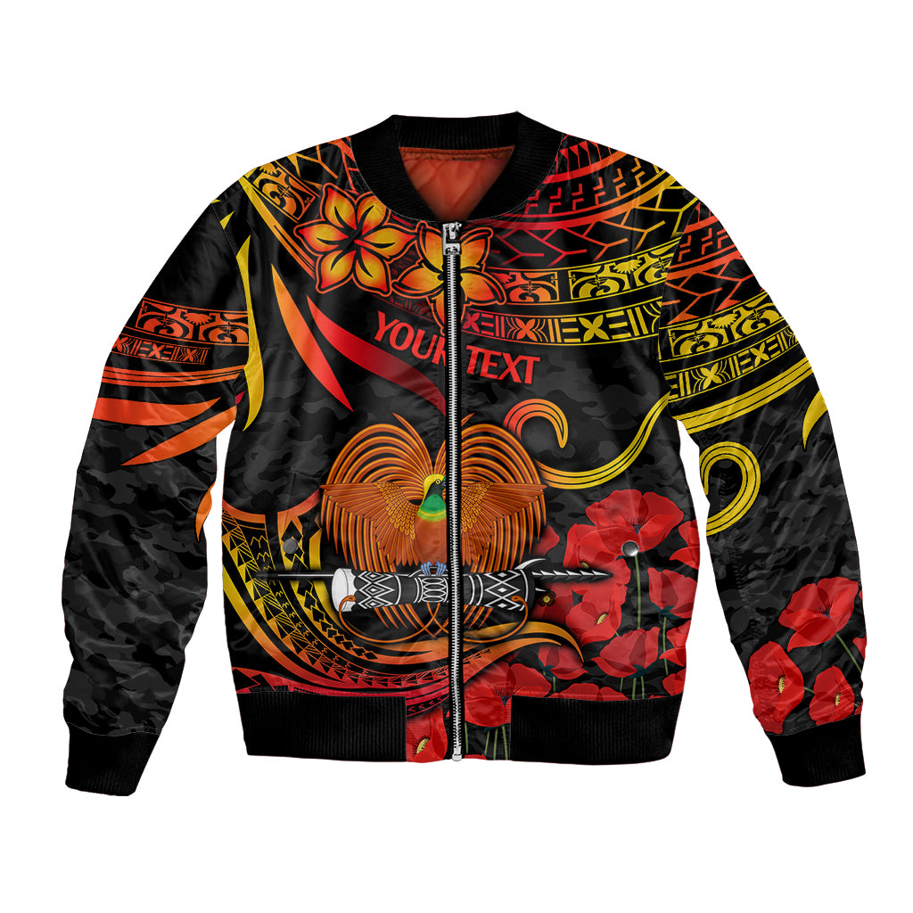 Custom PNG Remembrance Day Bomber Jacket Polynesian Tribal and Poppy LT9 Unisex Red - Polynesian Pride