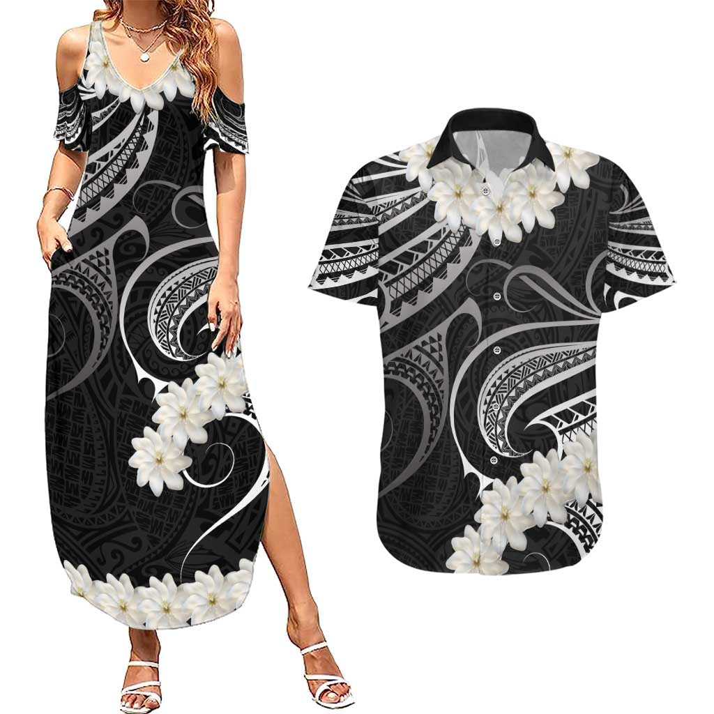 White Sunday Tokelau Gardenia Thunbergia Couples Matching Summer Maxi Dress and Hawaiian Shirt Fakamalo Atu Kia Te Koutou Uma