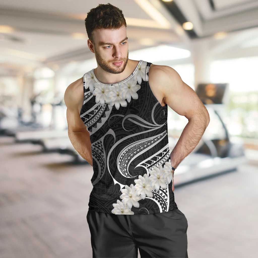 White Sunday Tokelau Gardenia Thunbergia Men Tank Top Fakamalo Atu Kia Te Koutou Uma LT9 Black - Polynesian Pride
