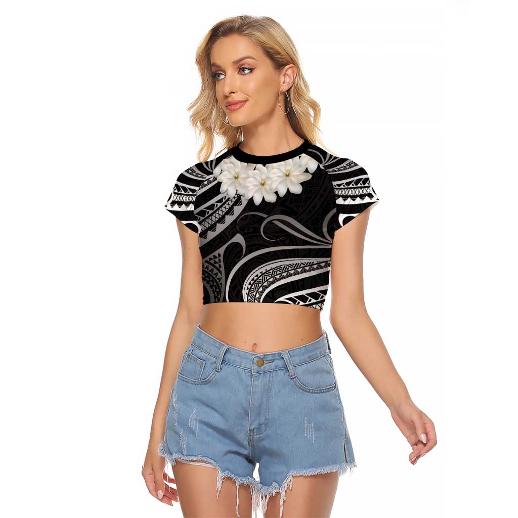 White Sunday Tokelau Gardenia Thunbergia Raglan Cropped T Shirt Fakamalo Atu Kia Te Koutou Uma