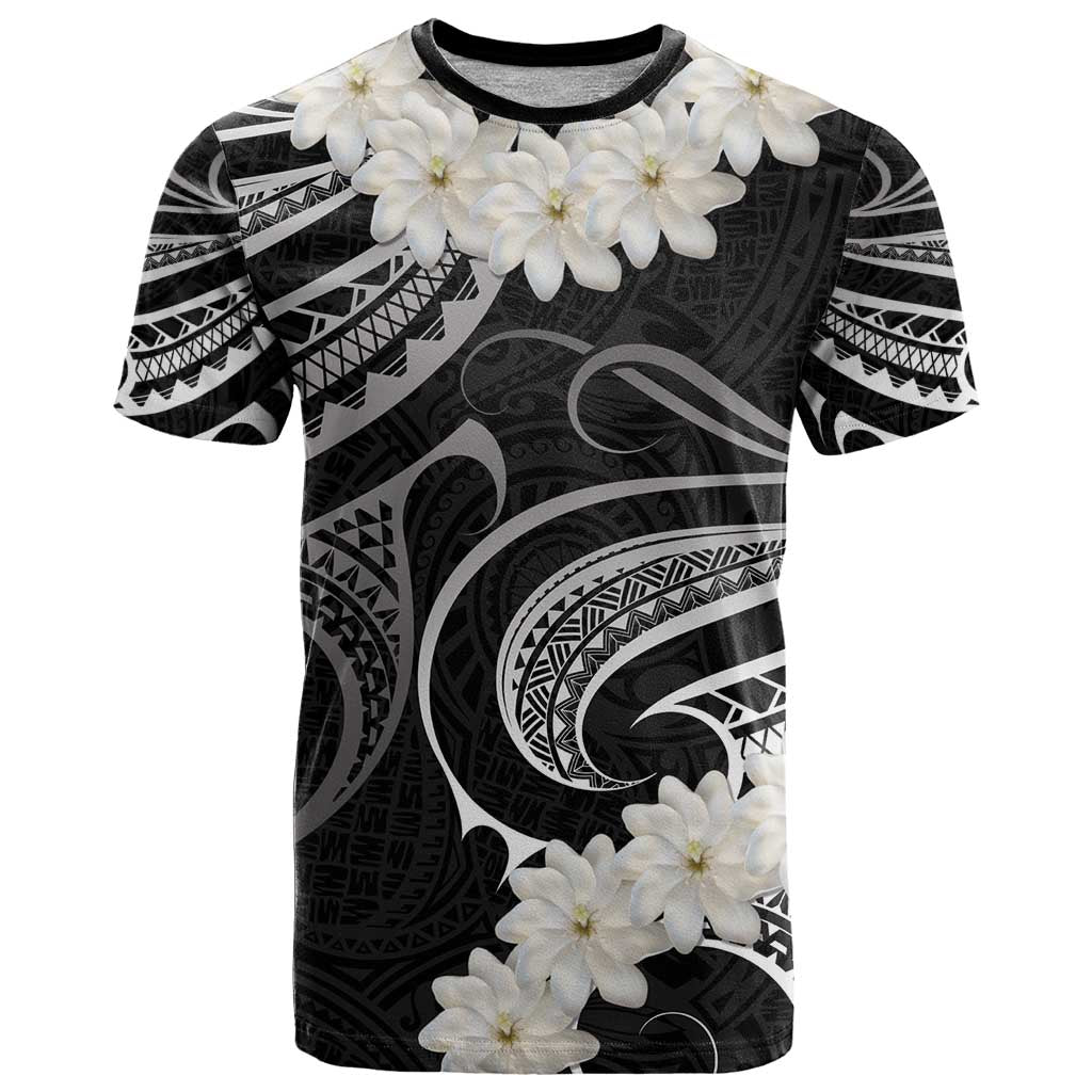 White Sunday Tokelau Gardenia Thunbergia T Shirt Fakamalo Atu Kia Te Koutou Uma LT9 Black - Polynesian Pride