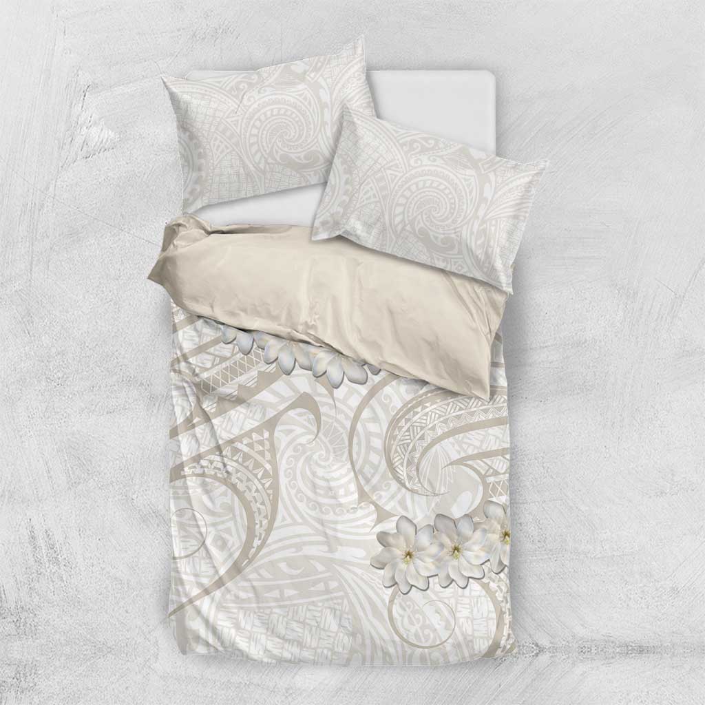 Tokelau Gardenia Thunbergia Bedding Set Polynesian Art Vibe LT9 US Twin 172cm x 218cm White - Polynesian Pride