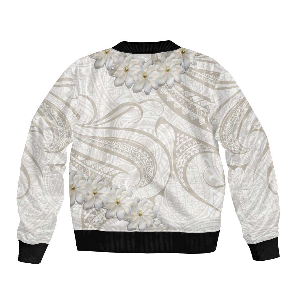 Tokelau Gardenia Thunbergia Bomber Jacket Polynesian Art Vibe LT9 - Polynesian Pride