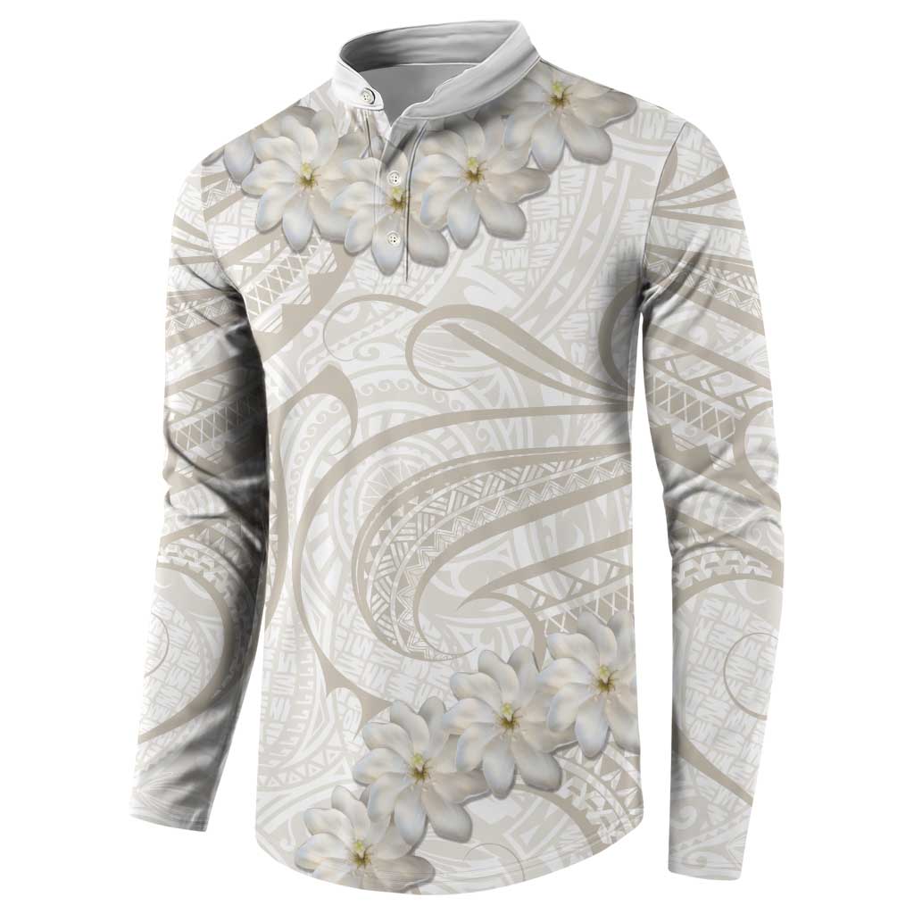 Tokelau Gardenia Thunbergia Button Sweatshirt Polynesian Art Vibe LT9 - Polynesian Pride