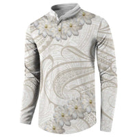 Tokelau Gardenia Thunbergia Button Sweatshirt Polynesian Art Vibe LT9 - Polynesian Pride