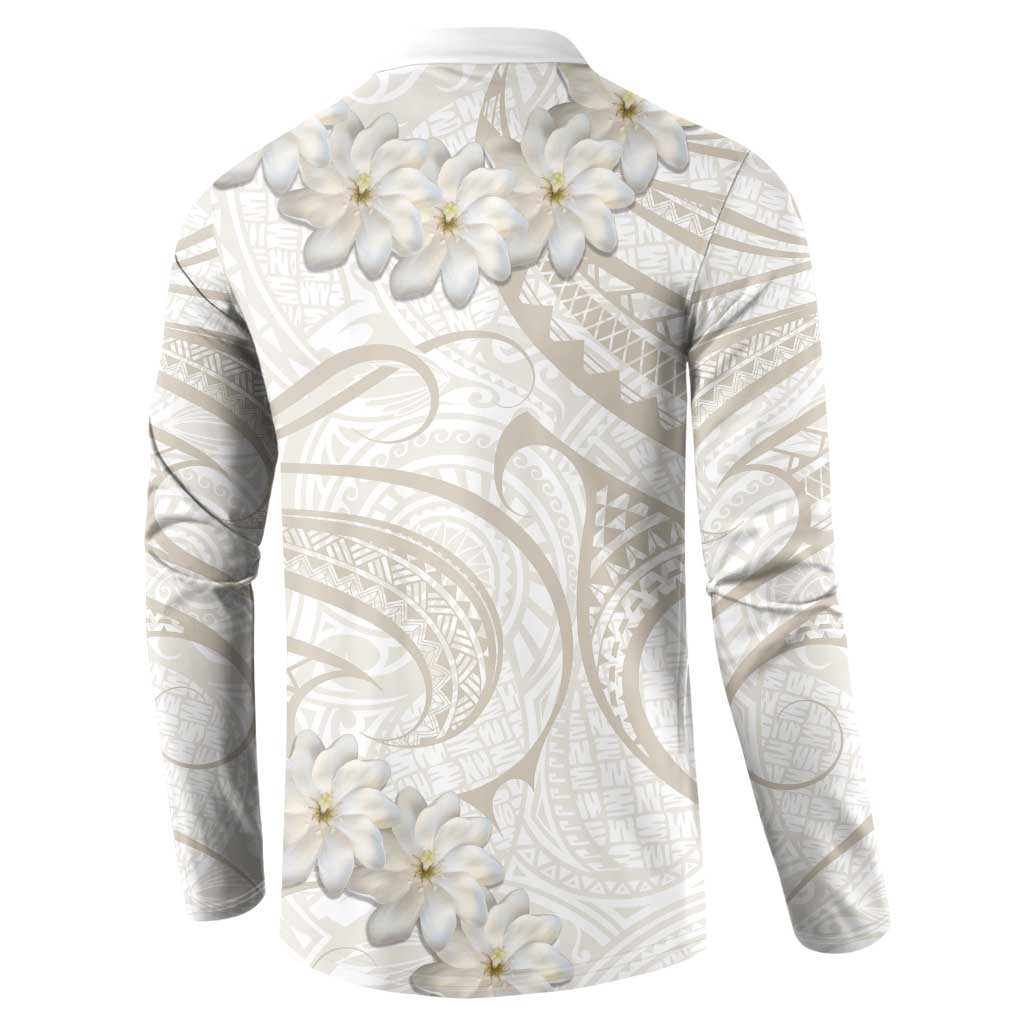 Tokelau Gardenia Thunbergia Button Sweatshirt Polynesian Art Vibe LT9 - Polynesian Pride