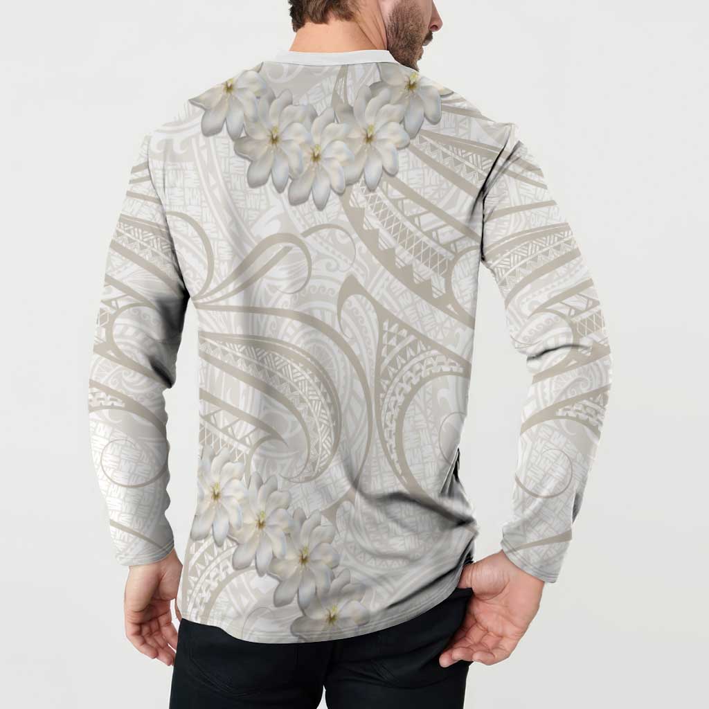 Tokelau Gardenia Thunbergia Button Sweatshirt Polynesian Art Vibe LT9 - Polynesian Pride