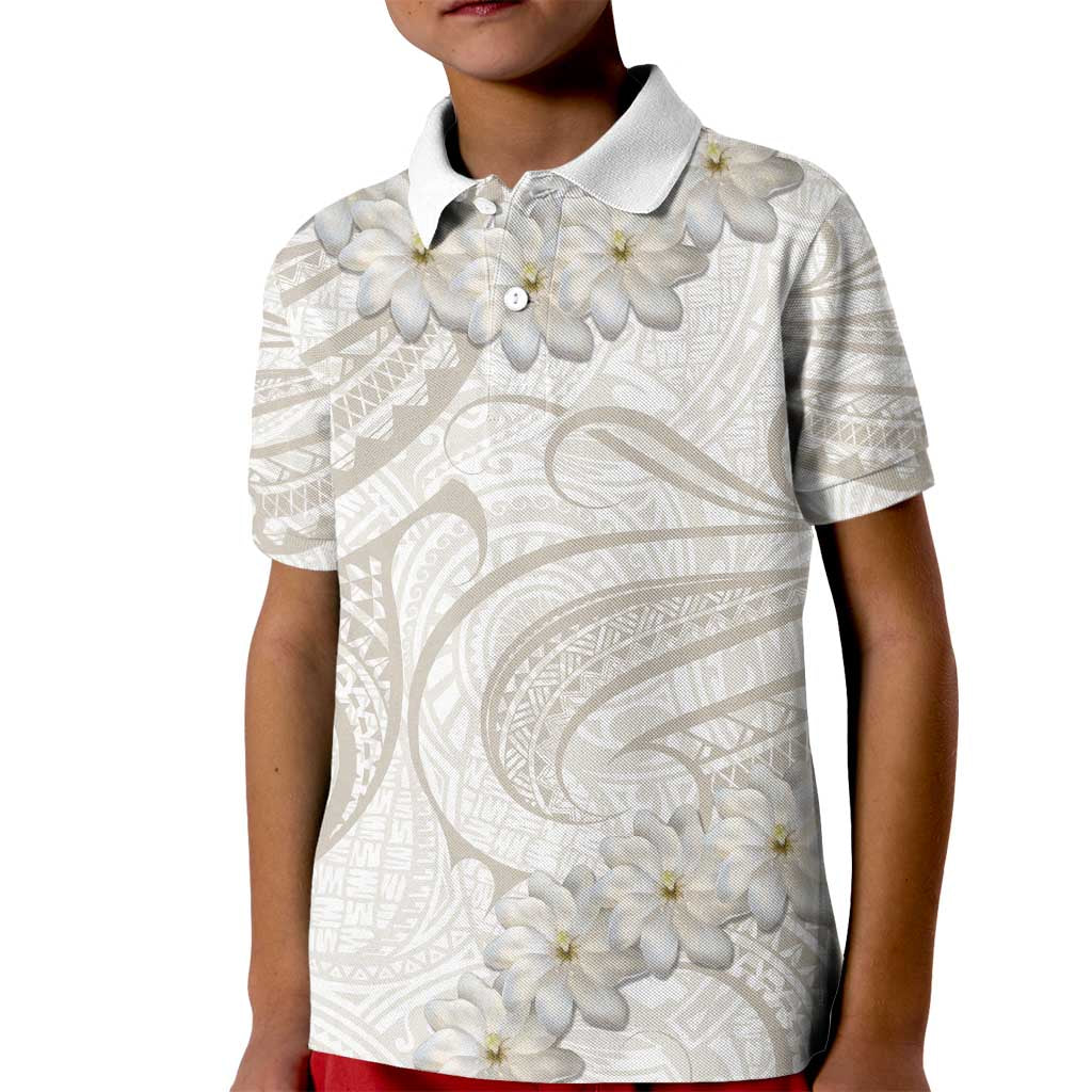 Tokelau Gardenia Thunbergia Kid Polo Shirt Black Polynesian Art Vibe