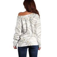 Tokelau Gardenia Thunbergia Off Shoulder Sweater Polynesian Art Vibe LT9 - Polynesian Pride