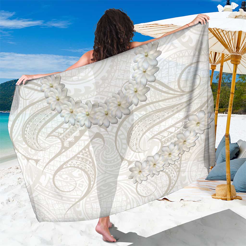 Tokelau Gardenia Thunbergia Sarong Polynesian Art Vibe LT9 One Size 44 x 66 inches White - Polynesian Pride