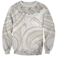 Tokelau Gardenia Thunbergia Sweatshirt Polynesian Art Vibe LT9 Unisex White - Polynesian Pride