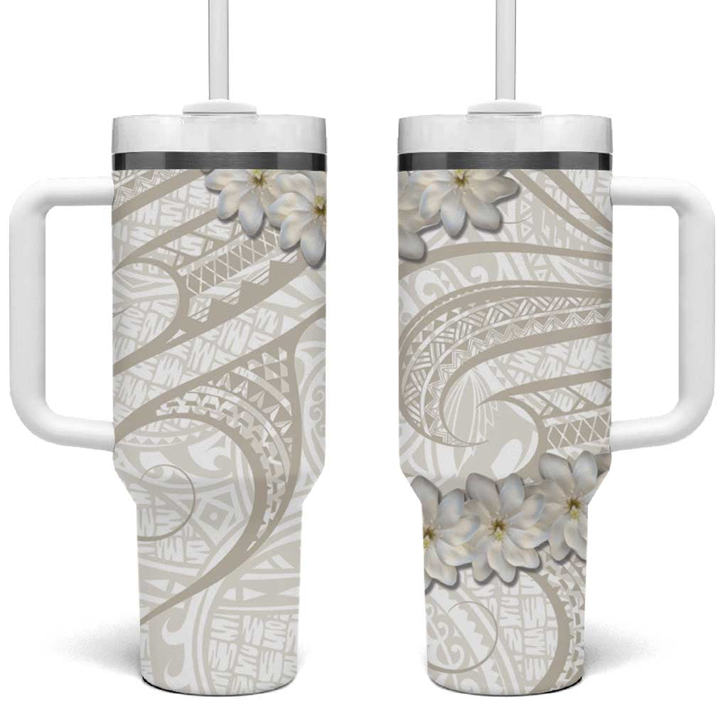 Tokelau Gardenia Thunbergia Tumbler With Handle Polynesian Art Vibe LT9 One Size: 40 oz White - Polynesian Pride