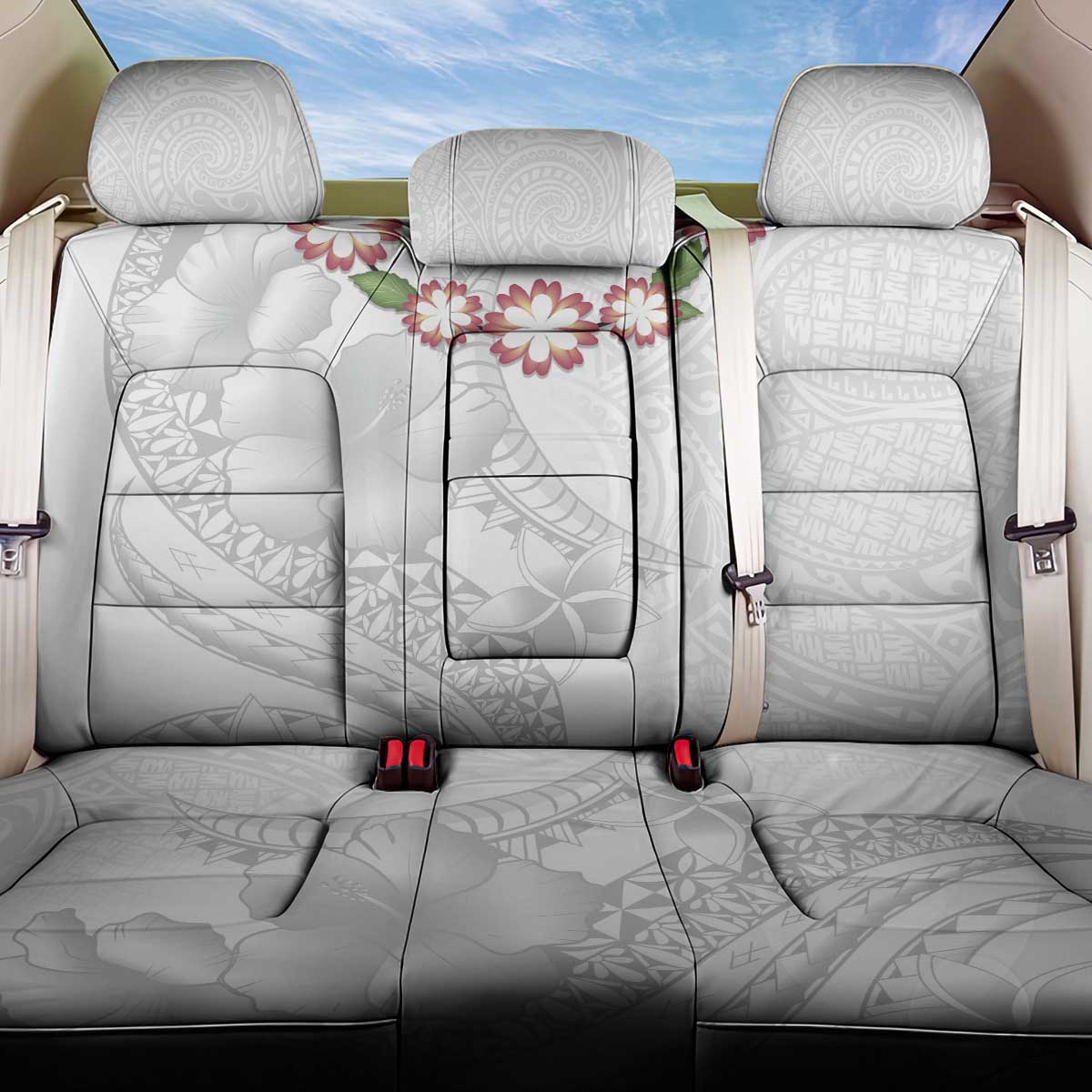 Manuia le Aso Sa o Tamaiti Tonga Back Car Seat Cover White Sunday Heilala Lei LT9 One Size White - Polynesian Pride