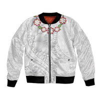 Manuia le Aso Sa o Tamaiti Tonga Bomber Jacket White Sunday Heilala Lei LT9 Unisex White - Polynesian Pride