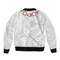 Manuia le Aso Sa o Tamaiti Tonga Bomber Jacket White Sunday Heilala Lei LT9 - Polynesian Pride