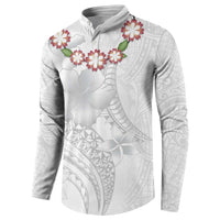 Manuia le Aso Sa o Tamaiti Tonga Button Sweatshirt White Sunday Heilala Lei LT9 - Polynesian Pride